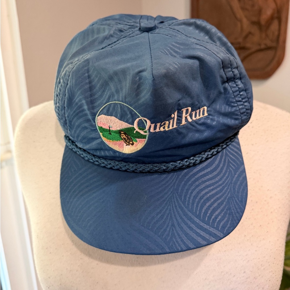 Vintage Quail Run Rope Hat Imperial Headwear Blue Golf Cap Strapback